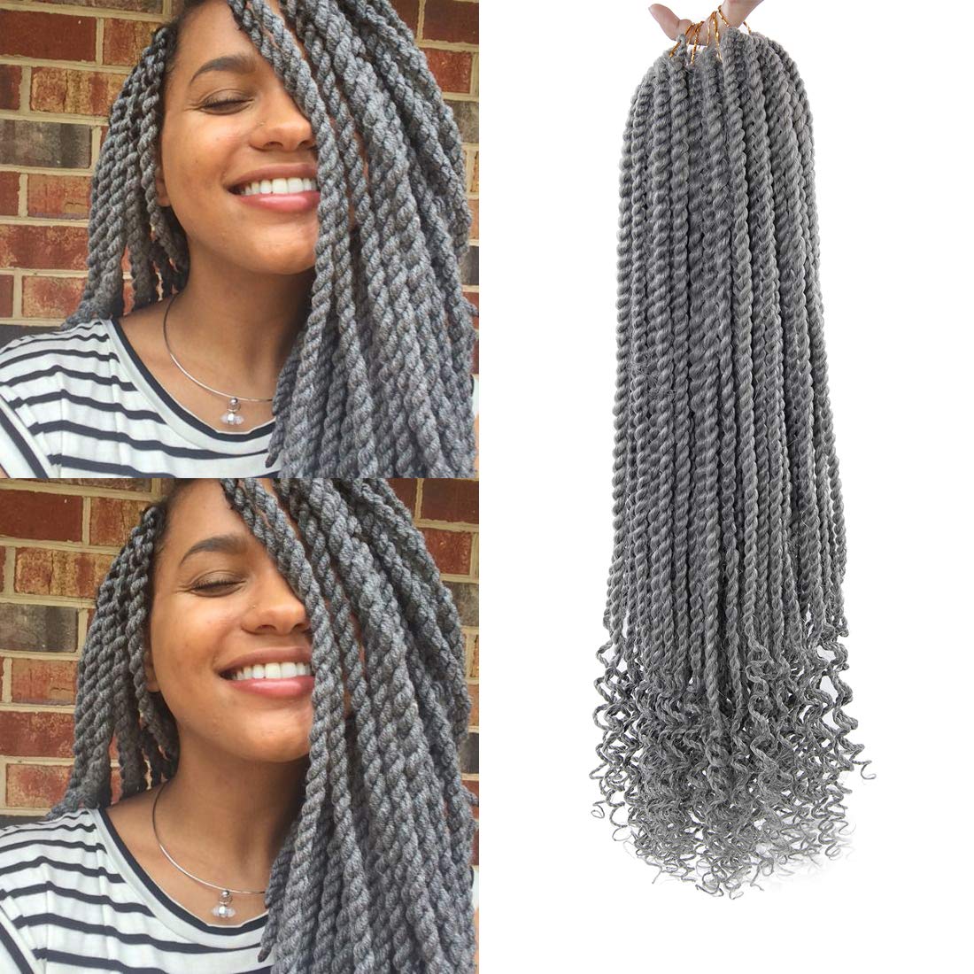 YXCHERISHAIR Senegalese Twisted Crochet Hair Wavy Ends Hair Braids Synthetic Hair Extension Small Mambo Twist Braiding Hair
